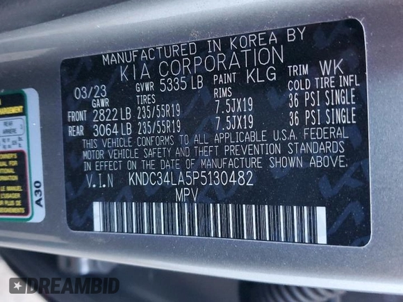 2023 Kia EV6 Wind with VIN KNDC34LA5P5130482, listed as a Copart auction lot 76792914 with 41,622 mi miles and Salvage Title. Bid and sale history available at carsss.com. Image 13.