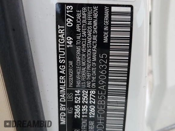 2014 Mercedes-Benz E-Class E 250 BlueTEC Luxury with VIN WDDHF0EB5EA906325, listed as a Copart auction lot 74458984 with Not Provided miles and Salvage Title. Bid and sale history available at carsss.com. Image 13.
