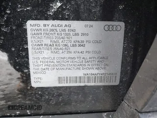 2024 Audi SQ5 Premium Plus with VIN WA1B4AFY4R2145828, listed as a IAAI auction lot 41404705 with 7,426 mi miles and . Bid and sale history available at DreamBid. Image 9.