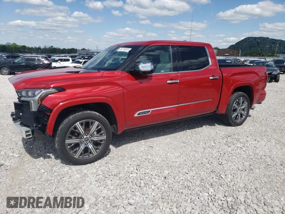 2022 Toyota Tundra Capstone Hybrid z VIN 5TFVC5DB7NX009329, wystawiony jako Copart lot #36216833 z przebiegiem 3 226 mil mil oraz . Historia ofert i sprzedaży dostępna na DreamBid. Obrazek 1.