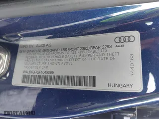 2015 Audi A3 2.0T Premium with VIN WAUBFGFF2F1049065, listed as a IAAI auction lot 41579097 with 110,858 mi miles. Bid and sale history available at carsss.com. Image 9.