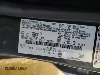 2017 Ford Fiesta SE with VIN 3FADP4BJ7HM140541, listed as a Copart auction lot 48533375 with 83,211 mi miles and Salvage Title. Bid and sale history available at carsss.com. Image 13.