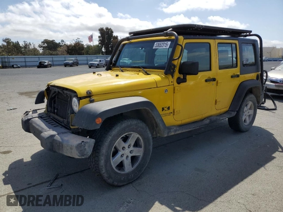 2008 Jeep Wrangler Unlimited X with VIN 1J4GA391X8L645526, listed as a Copart auction lot 53652315 with 195,580 mi miles and Salvage Title. Bid and sale history available at carsss.com. Image 1.