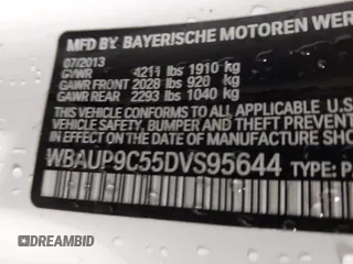 2013 BMW 1 Series 128i с VIN WBAUP9C55DVS95644, выставлен на аукционе IAAI как лот 41721332 с пробегом Не указан миль и . История ставок и продаж доступна на DreamBid. Изображение 9.