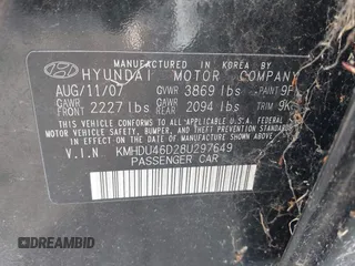 2008 Hyundai Elantra GLS z VIN KMHDU46D28U297649, wystawiony jako IAAI lot #42529442 z przebiegiem 156 498 mil mil oraz . Historia ofert i sprzedaży dostępna na DreamBid. Obrazek 9.