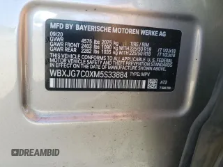 2021 BMW X1 sDrive28i with VIN WBXJG7C0XM5S33884, listed as a Copart auction lot 48413405 with 89,698 mi miles and Salvage Title. Bid and sale history available at DreamBid. Image 12.