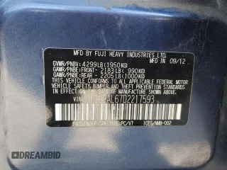 2013 Subaru Impreza Special Sports Premium with VIN JF1GPAL67D2217593, listed as a Copart auction lot 57639915 with 190,878 mi miles and Salvage title. Bid and sale history available at DreamBid. Image 12.