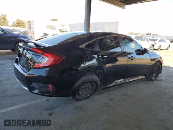 2020 Honda Civic LX with VIN 19XFC2F67LE207134, listed as a Copart auction lot 47595325 with 46,904 mi miles and Salvage Title. Bid and sale history available at DreamBid. Image 3.