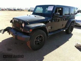 2015 Jeep Wrangler Unlimited Sahara with VIN 1C4BJWEG0FL568237, listed as a IAAI auction lot 41697726 with 82,751 mi miles. Bid and sale history available at carsss.com. Image 2.