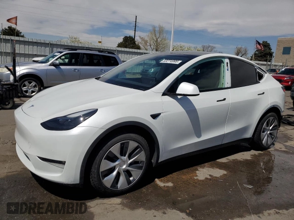 2022 Tesla Model Y Long Range with VIN 7SAYGAEE4NF534588, listed as a Copart auction lot 53274995 with 20,768 mi miles and Salvage Title. Bid and sale history available at DreamBid. Image 1.