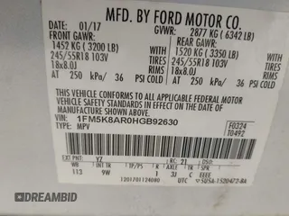 2017 Ford Police Interceptor Utility with VIN 1FM5K8AR0HGB92630, listed as a IAAI auction lot 42276713 with Not provided miles and . Bid and sale history available at DreamBid. Image 9.