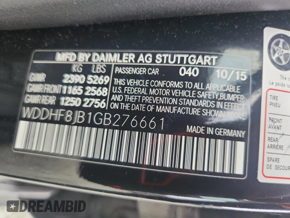2016 Mercedes-Benz E 350 Luxury with VIN WDDHF8JB1GB276661, listed as a Copart auction lot 64076795 with 135,396 mi miles and Salvage title. Bid and sale history available at DreamBid. Image 12.