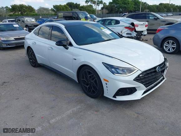 2021 Hyundai Sonata N Line with VIN 5NPEK4JC7MH125036, listed as a IAAI auction lot 41813459 with 32,131 mi miles. Bid and sale history available at carsss.com. Image 1.