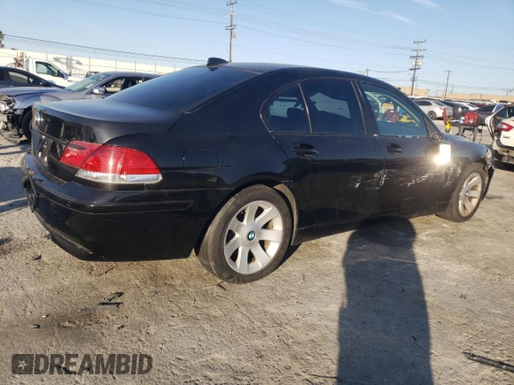 2006 BMW 7 Series 750i with VIN WBAHL83516DT01293, listed as a Copart auction lot 49506035 with Not provided miles and Salvage title. Bid and sale history available at DreamBid. Image 3.