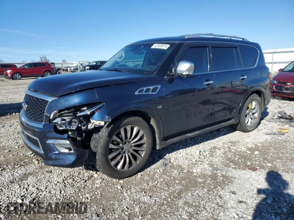 2015 Infiniti QX80 with VIN JN8AZ2NC9F9371885, listed as a Copart auction lot 82403814 with 191,293 mi miles and Salvage Title. Bid and sale history available at carsss.com. Image 1.