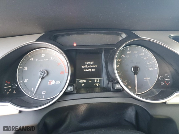 2015 Audi S5 Premium Plus with VIN WAUCGAFR1FA055268, listed as a Copart auction lot 45244405 with 46,996 mi miles and Salvage Title. Bid and sale history available at carsss.com. Image 9.