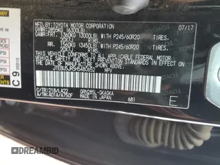 2017 Toyota 4Runner SR5 with VIN JTEBU5JR5H5480652, listed as a Copart auction lot 59444975 with 134,837 mi miles and Salvage title. Bid and sale history available at DreamBid. Image 14.
