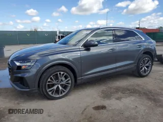 2021 Audi Q8 Premium Plus with VIN WA1EVAF17MD039755, listed as a Copart auction lot 46700145 with 21,823 mi miles and Salvage Title. Bid and sale history available at carsss.com. Image 1.