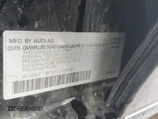 2009 Audi A4 z VIN WAUGF78KX9A209584, wystawiony jako Copart lot #57424165 z przebiegiem 244 256 mil mil oraz Szkoda całkowita • Salvage title. Historia ofert i sprzedaży dostępna na DreamBid. Obrazek 12.