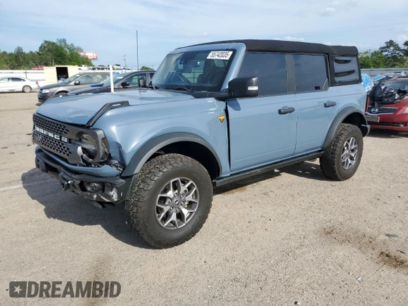 2023 Ford Bronco z VIN 1FMEE5DPXPLA82044, wystawiony jako Copart lot #55742035 z przebiegiem 50 397 mil mil oraz Szkoda całkowita • Salvage title. Historia ofert i sprzedaży dostępna na DreamBid. Obrazek 1.