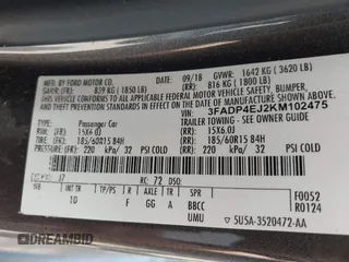 2019 Ford Fiesta SE with VIN 3FADP4EJ2KM102475, listed as a IAAI auction lot 42111316 with 45,297 mi miles. Bid and sale history available at carsss.com. Image 9.