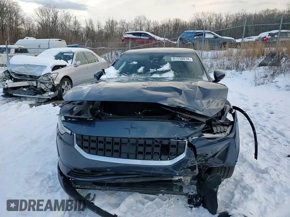 2022 Polestar 2 with VIN LPSED3KA3NL055736, listed as a Copart auction lot 87258074 with 37,515 mi miles and Salvage Title. Bid and sale history available at carsss.com. Image 10.
