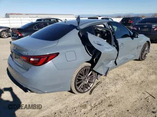 2022 Infiniti Q50 Red Sport 400 with VIN JN1FV7DR8NM390250, listed as a Copart auction lot 87685715 with 66,553 mi miles and Salvage title. Bid and sale history available at DreamBid. Image 3.