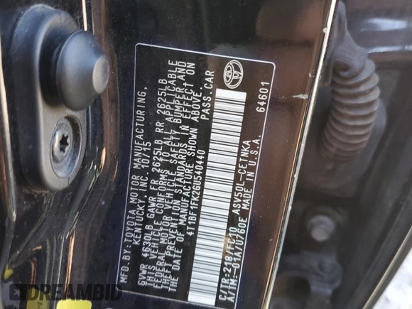 2016 Toyota Camry XLE with VIN 4T1BF1FK2GU540440, listed as a Copart auction lot 47116385 with Not Provided miles and Clean Title. Bid and sale history available at DreamBid. Image 14.