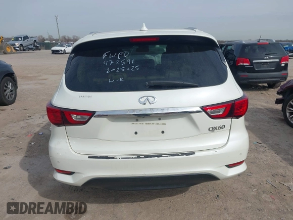 2017 Infiniti QX60 with VIN 5N1DL0MM7HC552378, listed as a IAAI auction lot 41735550 with 113,578 mi miles and . Bid and sale history available at DreamBid. Image 16.