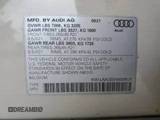 2022 Audi e-tron Premium Plus with VIN WA1LAAGE5NB009526, listed as a Copart auction lot 63073355 with 46,142 mi miles and Salvage title. Bid and sale history available at DreamBid. Image 13.