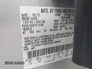 2013 Ford Explorer XLT with VIN 1FM5K7D8XDGC48662, listed as a IAAI auction lot 42182134 with 220,064 mi miles. Bid and sale history available at carsss.com. Image 9.