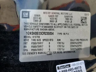 2012 Chevrolet Tahoe LT z VIN 1GNSKBE03CR235054, wystawiony jako Copart lot #47455285 z przebiegiem 174 217 mil mil oraz Szkoda całkowita • Salvage title. Historia ofert i sprzedaży dostępna na DreamBid. Obrazek 13.