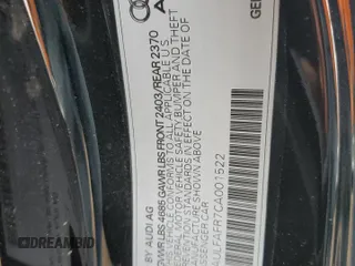 2012 Audi A5 2.0T Premium Plus with VIN WAULFAFR7CA001522, listed as a Copart auction lot 49474165 with 126,203 mi miles and Salvage Title. Bid and sale history available at carsss.com. Image 12.