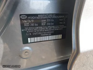 2019 Hyundai Elantra SEL with VIN 5NPD84LF5KH484447, listed as a IAAI auction lot 41465875 with 93,601 mi miles. Bid and sale history available at carsss.com. Image 9.
