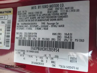 2017 Ford Mustang EcoBoost Premium with VIN 1FATP8UH3H5205954, listed as a IAAI auction lot 42083028 with 111,169 mi miles. Bid and sale history available at carsss.com. Image 9.