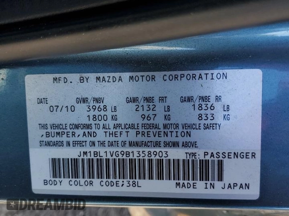 2011 Mazda 3 i Touring with VIN JM1BL1VG9B1358903, listed as a Copart auction lot 66709815 with 72,353 mi miles and Clean title. Bid and sale history available at DreamBid. Image 12.