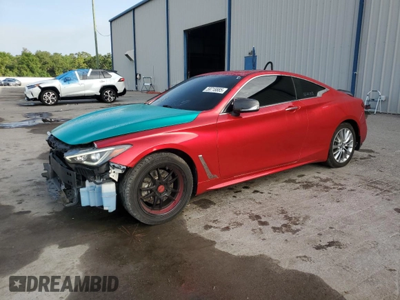 2017 Infiniti Q60 Premium z VIN JN1EV7EKXHM360880, wystawiony jako Copart lot #59718885 z przebiegiem 62 571 mil mil oraz Szkoda całkowita • Salvage title. Historia ofert i sprzedaży dostępna na DreamBid. Obrazek 1.