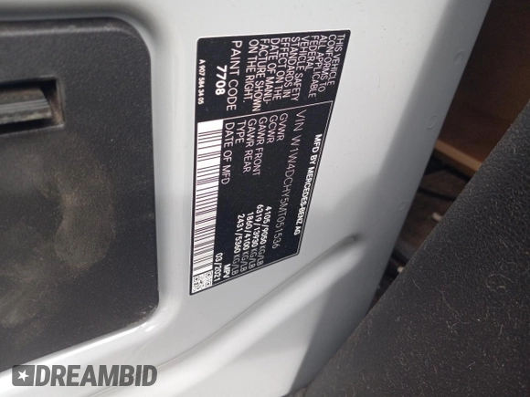 2021 Mercedes-Benz Sprinter with VIN W1W4DCHY5MT051536, listed as a Copart auction lot 78550074 with 38,660 mi miles and Salvage Title. Bid and sale history available at DreamBid. Image 13.