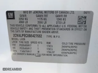 2011 Chevrolet Equinox LT w/2LT with VIN 2CNALPEC8B6427682, listed as a IAAI auction lot 41844544 with 147,203 mi miles. Bid and sale history available at carsss.com. Image 9.