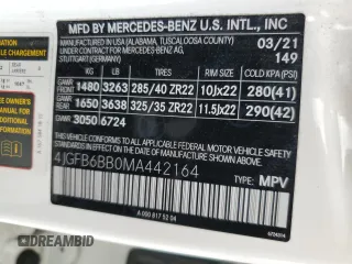 2021 Mercedes-Benz GLE 53 AMG with VIN 4JGFB6BB0MA442164, listed as a Copart auction lot 42357015 with 72,364 mi miles and Salvage title. Bid and sale history available at DreamBid. Image 14.
