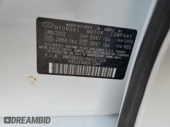 2022 Genesis G80 Sport with VIN KMTGB4SD1NU127325, listed as a Copart auction lot 70395384 with 28,844 mi miles and Salvage Title. Bid and sale history available at DreamBid. Image 12.
