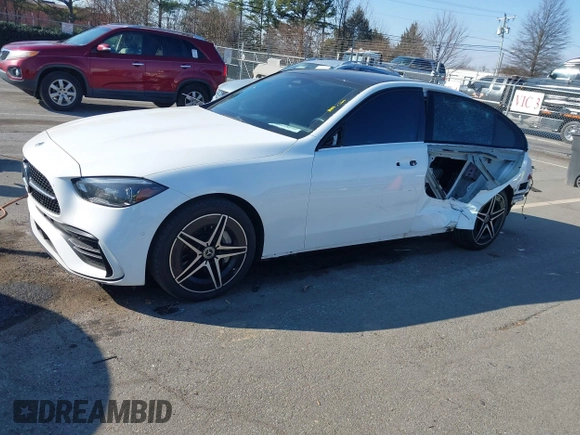 2023 Mercedes-Benz C 300 with VIN W1KAF4GB4PR108957, listed as a IAAI auction lot 41381589 with 23,496 mi miles and . Bid and sale history available at DreamBid. Image 2.