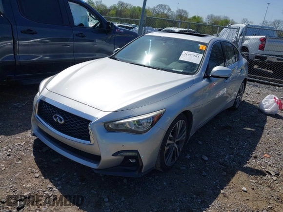 2018 Infiniti Q50 3.0t LUXE with VIN JN1EV7AP8JM355426, listed as a IAAI auction lot 41990581 with 73,042 mi miles. Bid and sale history available at carsss.com. Image 2.