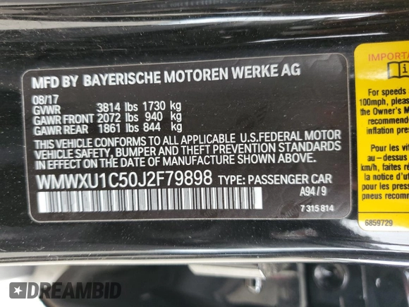 2018 MINI Hardtop 4 Door Cooper with VIN WMWXU1C50J2F79898, listed as a Copart auction lot 55949775 with 18,835 mi miles and Salvage Title. Bid and sale history available at DreamBid. Image 12.