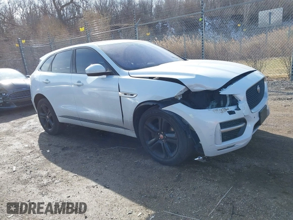 2017 Jaguar F-Pace 35t R-Sport with VIN SADCL2BVXHA063738, listed as a IAAI auction lot 41824648 with 112,449 mi miles and . Bid and sale history available at DreamBid. Image 1.