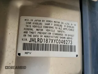 2000 Honda CR-V SE with VIN JHLRD187XYC046273, listed as a Copart auction lot 45737145 with 290,921 mi miles and Salvage Title. Bid and sale history available at carsss.com. Image 13.