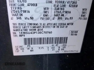 2003 Ford Excursion Limited z VIN 1FMSU43P13EC70760, wystawiony jako Copart lot #86877894 z przebiegiem 311 258 mil mil oraz Szkoda całkowita • Salvage title. Historia ofert i sprzedaży dostępna na DreamBid. Obrazek 14.