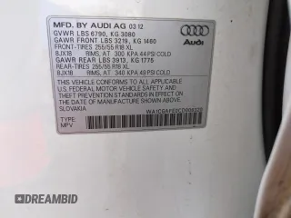 2012 Audi Q7 3.0T Premium with VIN WA1CGAFE0CD008320, listed as a Copart auction lot 84772734 with 126,206 mi miles and Clean Title. Bid and sale history available at carsss.com. Image 12.