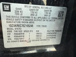 2014 Chevrolet Silverado 1500 LT with VIN 1GCVKREC7EZ195248, listed as a Copart auction lot 52643475 with 174,264 mi miles and Clean Title. Bid and sale history available at DreamBid. Image 10.