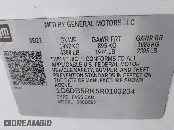 2024 Cadillac CT4 Premium Luxury with VIN 1G6DB5RK5R0103234, listed as a IAAI auction lot 42120527 with Not Provided miles and . Bid and sale history available at DreamBid. Image 9.